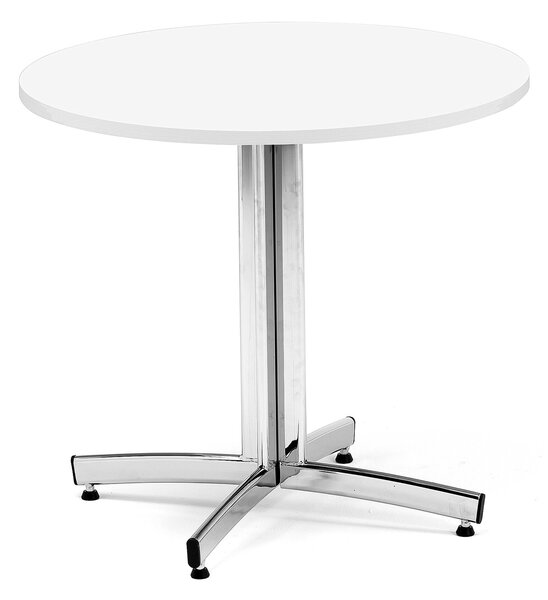 Stół do stołówki SANNA, Ø 900x720 mm, laminat, biały, chrom