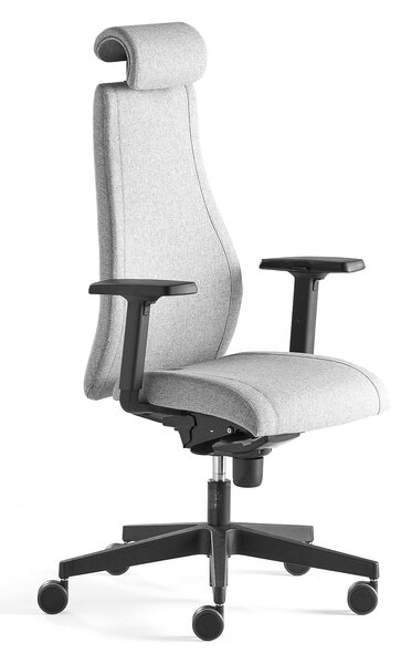 Krzesło biurowe LANCASTER, wysokie oparcie, srebrnoszary