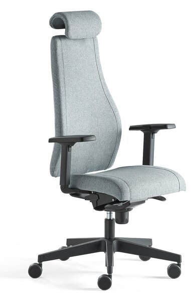 Krzesło biurowe LANCASTER, wysokie oparcie, niebieskoszary