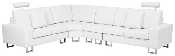 Narożnik prawostronny sofa skórzana regulowane zagłówki biały Stockholm Beliani