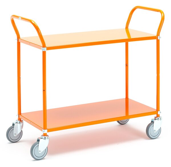 Wózek TRANSIT z półkami, 2 półki, 900x440 mm, pomarańczowy