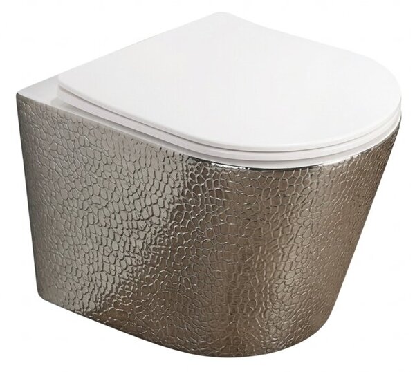 Miska WC wisząca Corciano Optimo Pro Platinium Platynowy Strukturalny z Białą Deską 49x37 cm