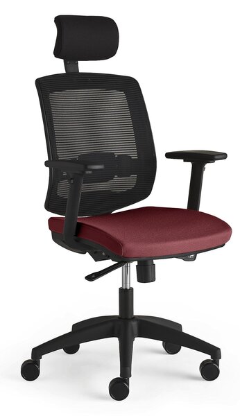 Krzesło biurowe STANLEY, zagłówek i podłokietniki, burgund
