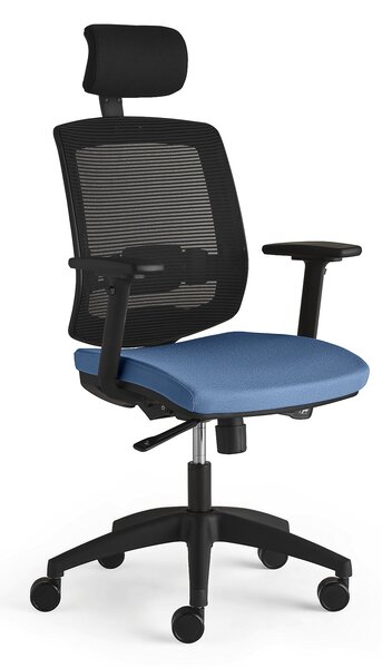 Krzesło biurowe STANLEY, zagłówek i podłokietniki, jasnoniebieski