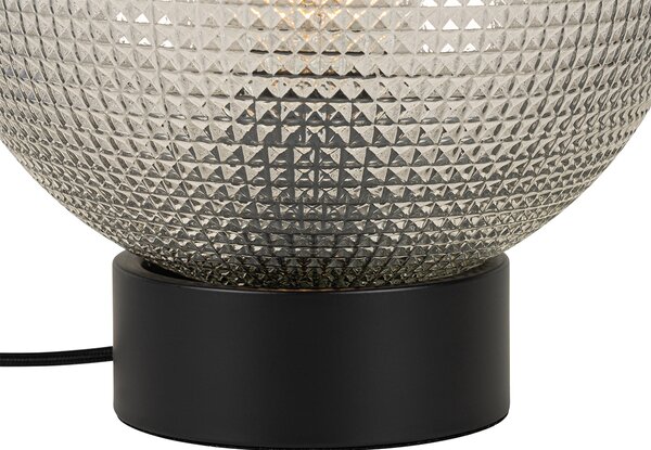 Designerska lampa stołowa czarna z dymionym szkłem - Chico