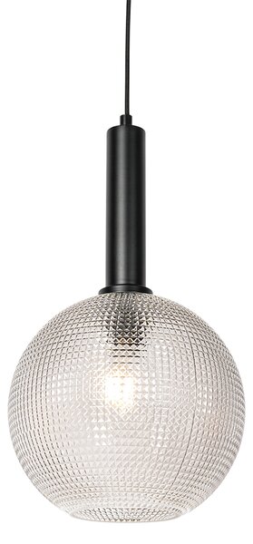 Designerska lampa wisząca czarna ze szkłem dymnym - Chico Oswietlenie wewnetrzne