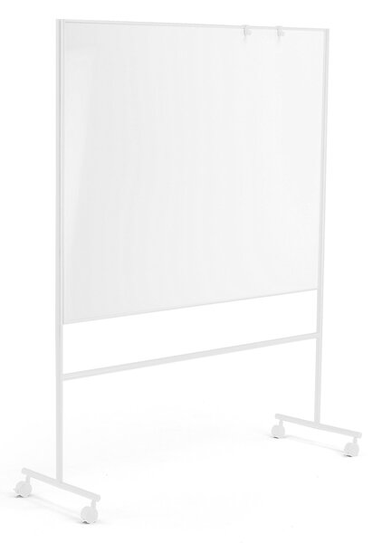 Mobilna tablica suchościeralna EMMA, dwustronna, 1500x1200 mm, rama biały