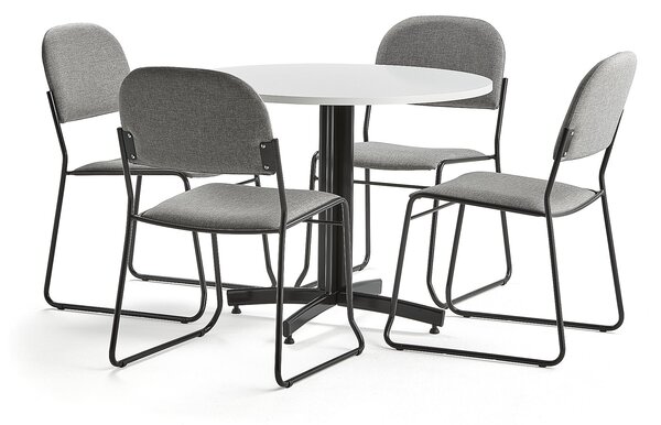 Zestaw mebli SANNA + DAWSON, stół i 4 krzesła szary