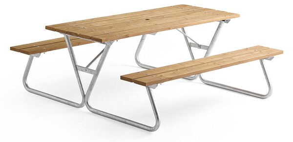 Stół piknikowy PICNIC XL, bez oparcia, 1800 mm, brązowy