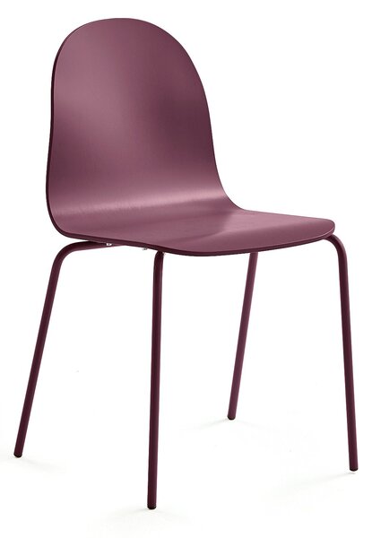 Krzesło GANDER, 4 nogi, siedzisko 450 mm, lakierowany, ciemnoczerwony