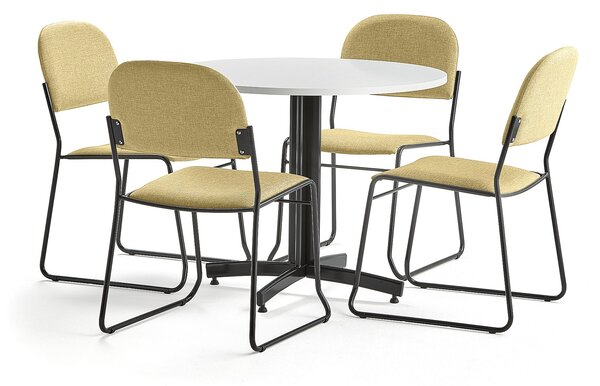 Zestaw mebli SANNA + DAWSON, stół i 4 krzesła żółty