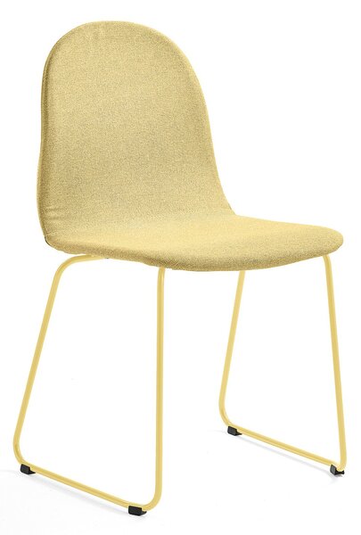 Krzesło GANDER, płozy, siedzisko 450 mm, tkanina, musztardowy
