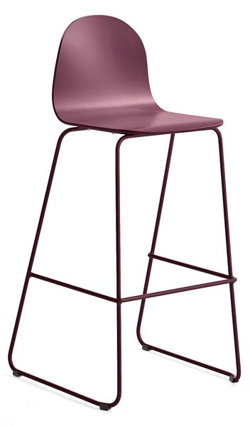 Krzesło barowe GANDER, płozy, siedzisko 790 mm, lakierowany, ciemnoczerwony