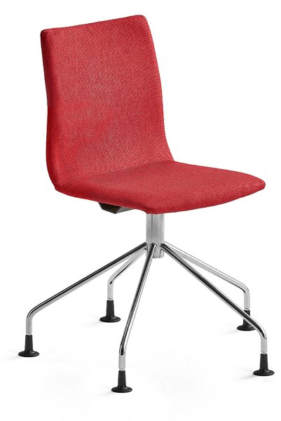 Krzesło konferencyjne OTTAWA, nogi pająka, czerwona tkanina, chrom