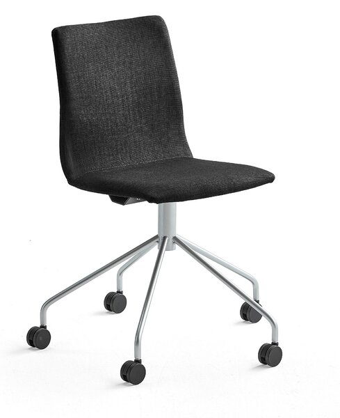 Krzesło konferencyjne OTTAWA, na kółkach, czarna tkanina, szary