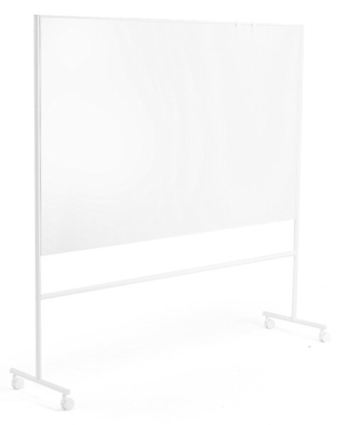 Mobilna tablica suchościeralna EMMA, dwustronna, 2000x1200 mm, rama biały