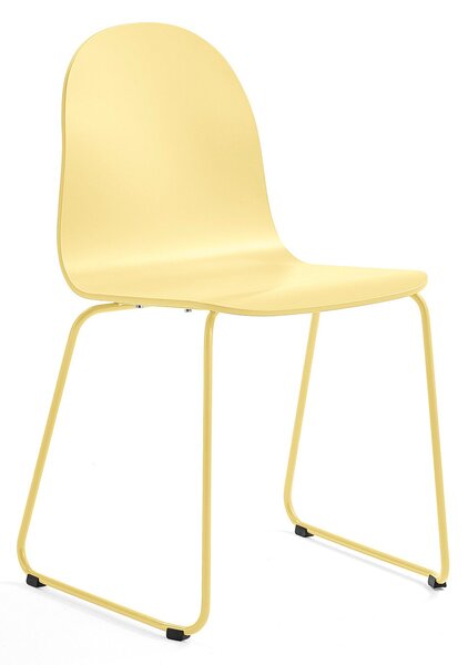 Krzesło GANDER, płozy, siedzisko 450 mm, lakierowany, musztardowy