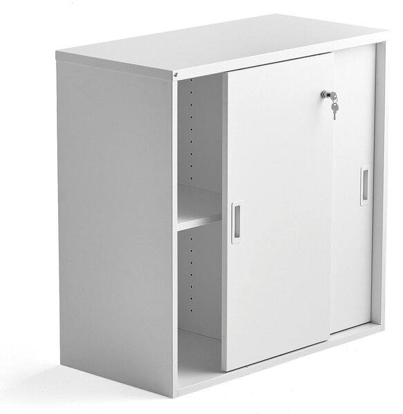 Zamykana szafa MODULUS z drzwiami przesuwnymi, 800x800 mm, biały