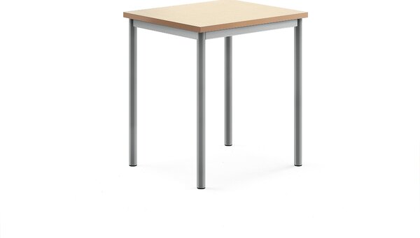 Stół SONITUS, 700x600x760 mm, beżowe linoleum, szary aluminium