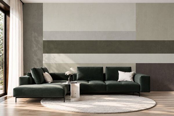 Fototapety Kompozycja geometryczna z blokami w kolorach oliwkowym, szarym i beżowym, Fototapety 3D, Fototapety 3d geometryczna, w05890v3 : Uwalls.pl