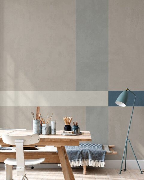 Fototapety Abstrakcyjne beżowe i szare prostokąty z niebieskim akcentem, Fototapety Geometryczne, w05891v2 : Uwalls.pl