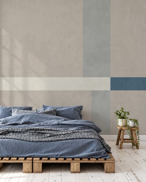 Fototapety Abstrakcyjne beżowe i szare prostokąty z niebieskim akcentem, Fototapety Geometryczne, w05891v2 : Uwalls.pl