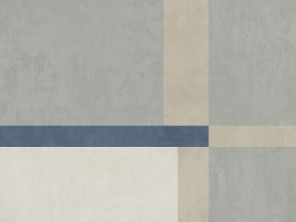 Fototapety Geometryczne bloki w odcieniach szarości i beżu z niebieskim paskiem, Fototapety Geometryczne, w05891v1 : Uwalls.pl