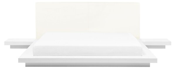 Łóżko wodne 160x200 cm niska rama styl japoński stoliki białe Zen Beliani