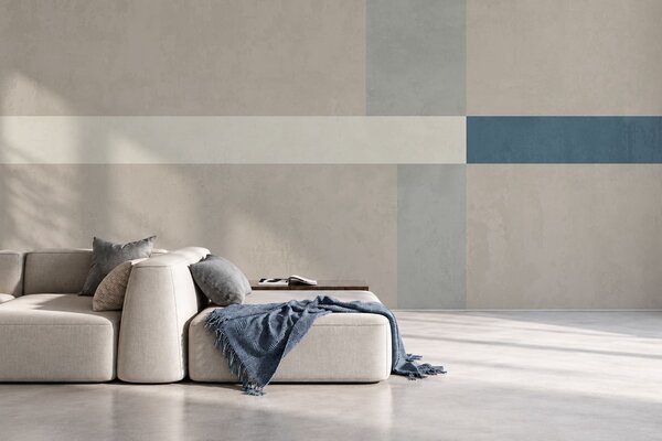 Fototapety Abstrakcyjne beżowe i szare prostokąty z niebieskim akcentem, Fototapety Geometryczne, w05891v2 : Uwalls.pl