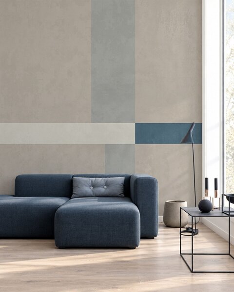 Fototapety Abstrakcyjne beżowe i szare prostokąty z niebieskim akcentem, Fototapety Geometryczne, w05891v2 : Uwalls.pl