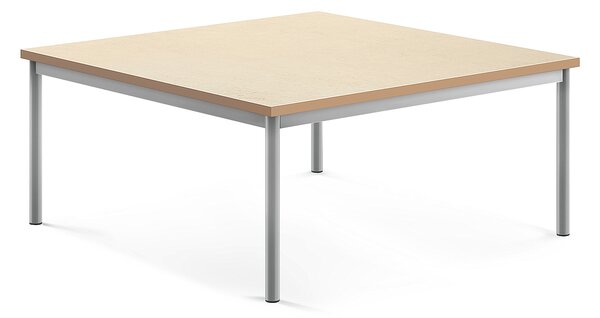 Stół SONITUS, 1200x1200x500 mm, beżowe linoleum, szary aluminium