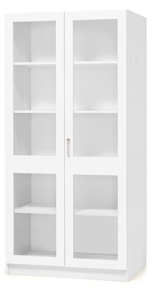 Szafa THEO, pełne drzwi szklane, 2100x1000x470 mm, biały