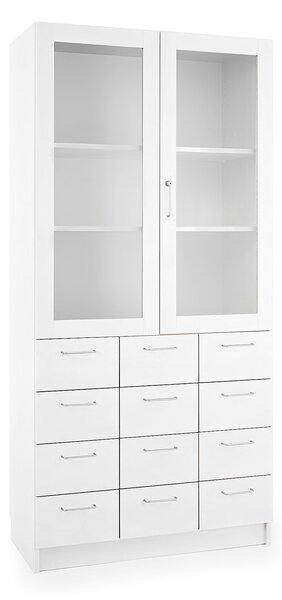 Szafa THEO, szuflady i zamykane drzwi, 1000x470x2100 mm, biały