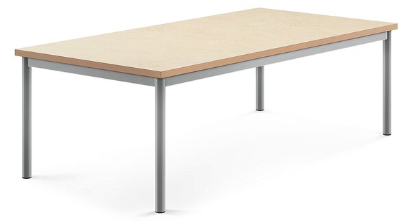 Stół SONITUS, 1600x800x500 mm, beżowe linoleum, szary aluminium