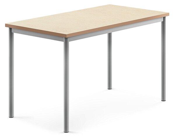 Stół SONITUS, 1200x700x720 mm, beżowe linoleum, szary aluminium