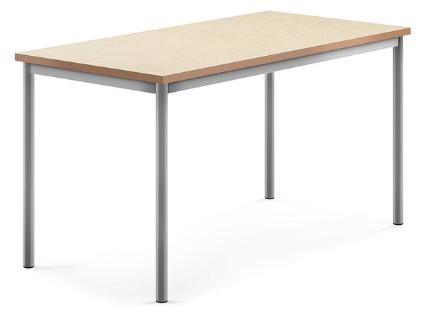 Stół SONITUS, 1400x700x720 mm, beżowe linoleum, szary aluminium