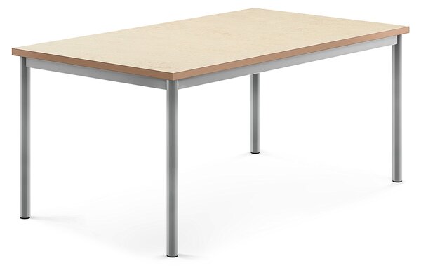 Stół SONITUS, 1400x800x600 mm, beżowe linoleum, szary aluminium