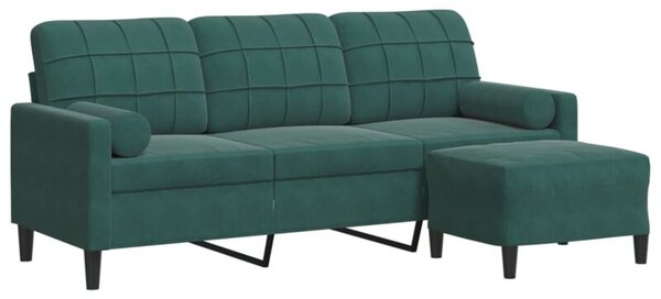 Sofa 3-osobowa z podnÃ³Å¼kiem, ciemnozielony, 180 cm, aksamit