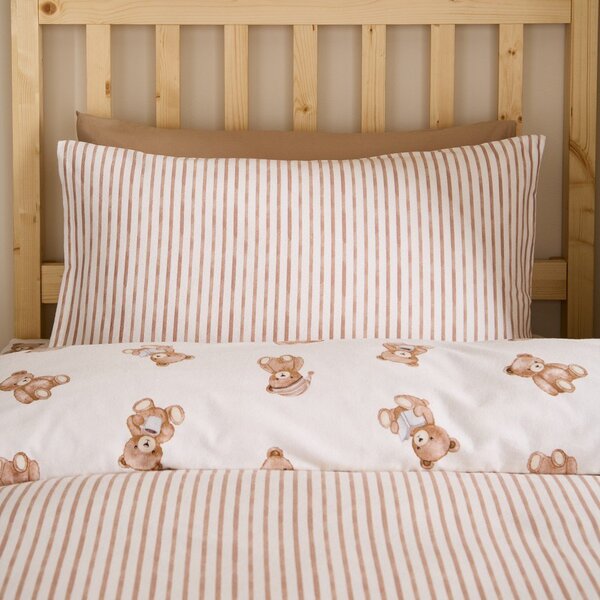 Kremowa flanelowa pościel dziecięca jednoosobowa 135x200 cm Brushed Teddy Bear – Catherine Lansfield