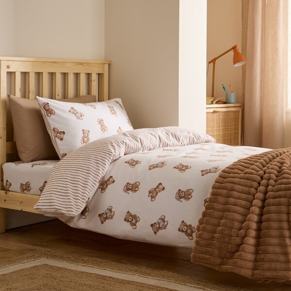 Kremowa flanelowa pościel dziecięca jednoosobowa 135x200 cm Brushed Teddy Bear – Catherine Lansfield