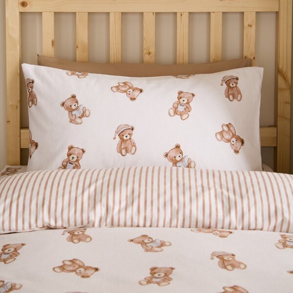 Kremowa flanelowa pościel dziecięca jednoosobowa 135x200 cm Brushed Teddy Bear – Catherine Lansfield