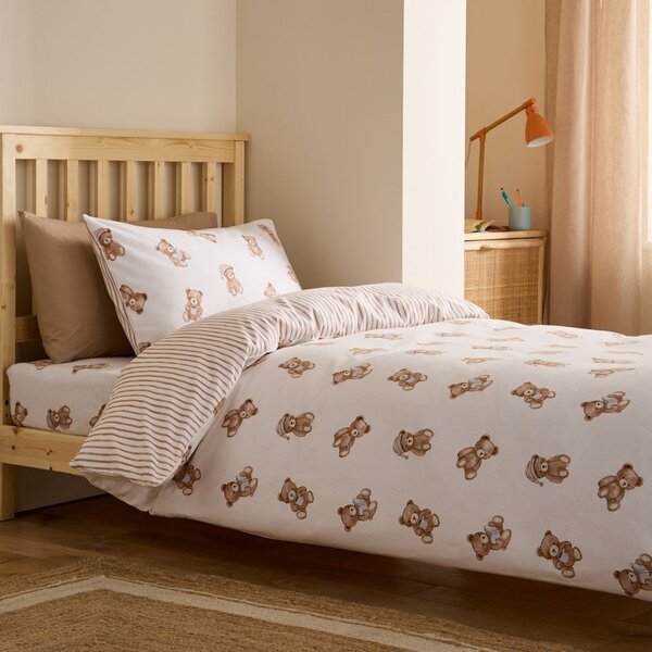 Kremowa flanelowa pościel dziecięca jednoosobowa 135x200 cm Brushed Teddy Bear – Catherine Lansfield