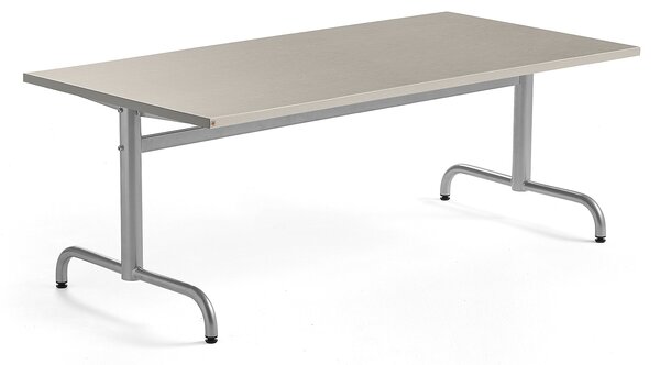 Stół PLURAL, 1600x800x600 mm, blat linoleum, szary, srebrny