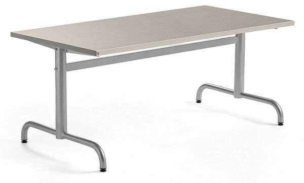 Stół PLURAL, 1400x700x600 mm, blat linoleum, szary, srebrny