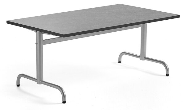 Stół PLURAL, 1400x800x600 mm, blat linoleum, ciemnoszary, srebrny