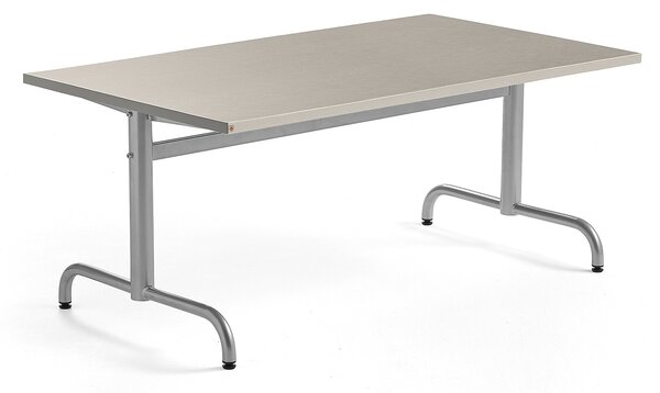 Stół PLURAL, 1400x800x600 mm, blat linoleum, szary, srebrny