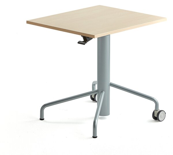 Stół ARISE, z regulacją wysokości, 600x700 mm, rama szary, laminat brzoza
