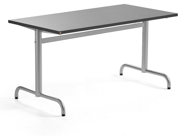 Stół PLURAL, 1400x700x720 mm, blat linoleum, ciemnoszary, srebrny