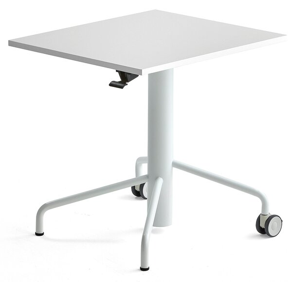Stół ARISE, z regulacją wysokości, 600x700 mm, rama biały, laminat biały