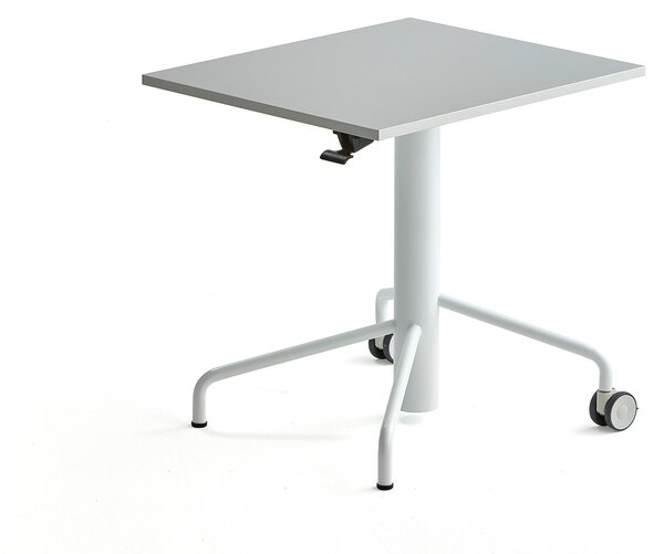 Stół ARISE, z regulacją wysokości, 600x700 mm, rama biały, laminat szary